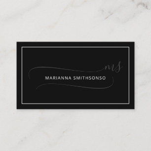 Simple Elegant Black Minimalist Two Monogram Business Card