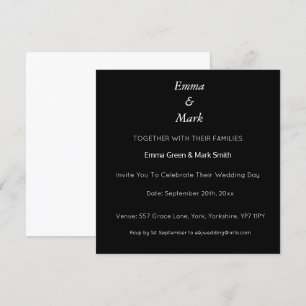 Simple Elegant Black Modern Wedding Square Invitation