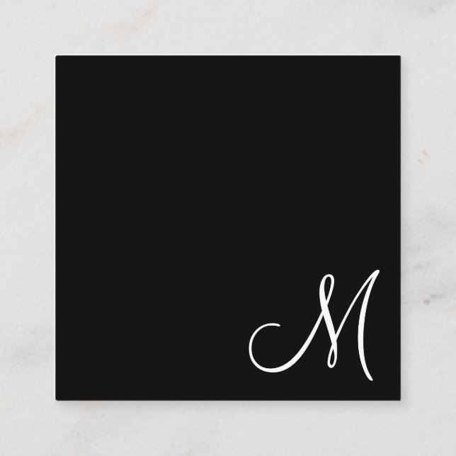 Simple Elegant Black Monogram Modern Square Business Card (Back)