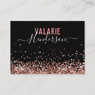 Simple Elegant Black Pink Script Glitter Business Card