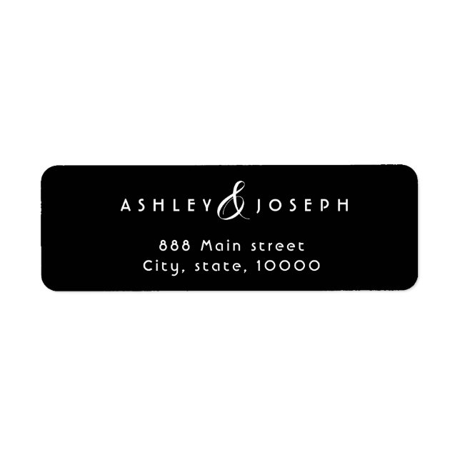 Simple elegant black return adress label (Front)