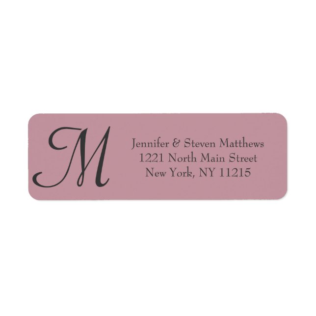 Simple Elegant Black Rose Pink Monogram Names (Front)