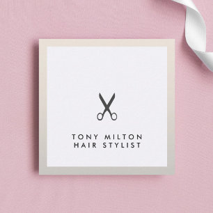 Simple Elegant Black Scissors Hair Stylist Square Business Card