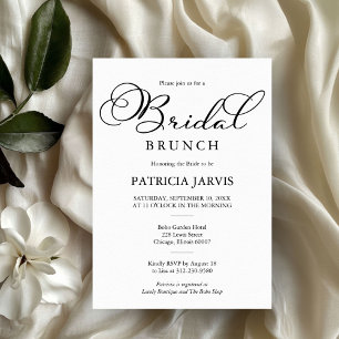 Simple Elegant Black Script Bridal Brunch Invitation