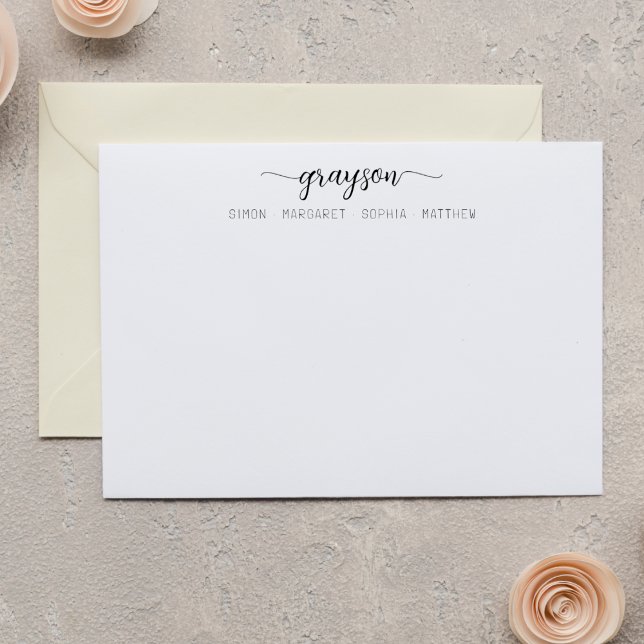 Simple Elegant Black Script Family Stationery Card (Creator Uploaded)