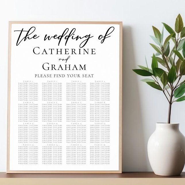 Simple Elegant Black Script Wedding Seating Chart (Creator Uploaded)