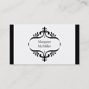 Simple Elegant Black Vintage Scroll Petal Border Business Card