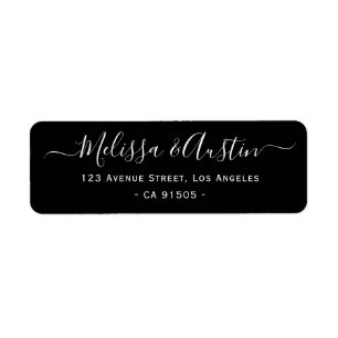 simple elegant black wedding address label