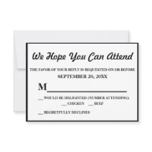 Simple Elegant Black Wedding RSVP