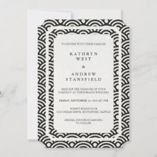 Simple Elegant Black+White Beach Wedding Invitation