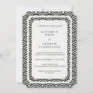Simple Elegant Black+White Beach Wedding Invitation