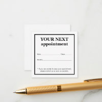 Simple Elegant Black White Beauty Appointment Card