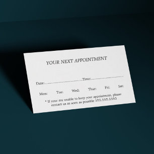 Simple Elegant Black White Beauty Appointment Card
