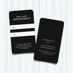 Simple Elegant Black White Beauty Appointment Card