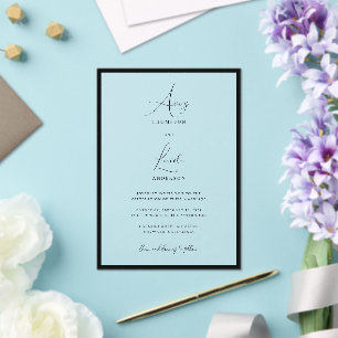 Simple Elegant Black & White Border Script Wedding Acrylic Invitations