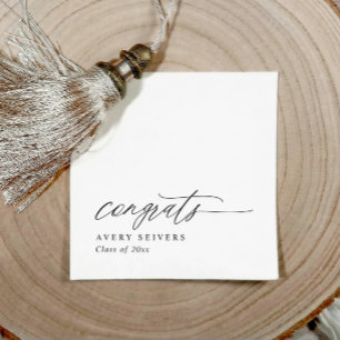 Simple Elegant Black & White Congrats Graduation Napkin