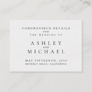 Simple Elegant Black & White Coronavirus Details E Enclosure Card