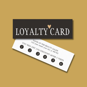 Simple Elegant Black White Faux Gold Heart Bold Loyalty Card