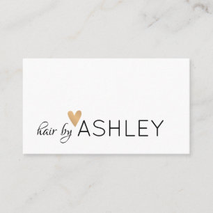 Simple Elegant Black White Gold Heart Hairstylist Business Card