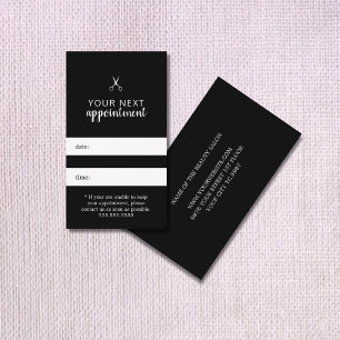 Simple Elegant Black White Hair Appointment Card
