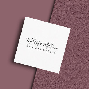 Simple Elegant Black White Hair Makeup Beauty Square Business Card