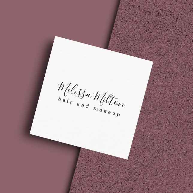 Simple Elegant Black White Hair Makeup Beauty Square Business Card (Creator Uploaded)