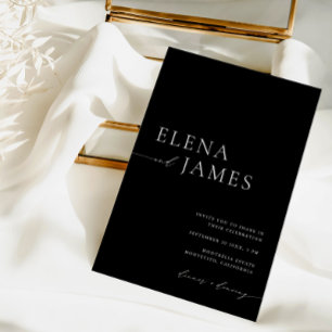 Simple Elegant Black & White Minimalist Wedding Invitation