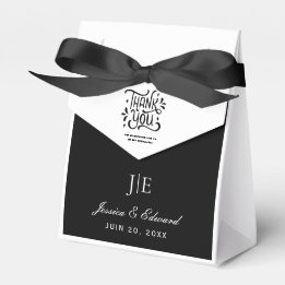 Simple Elegant Black White Modern Minimal Script Favour Box
