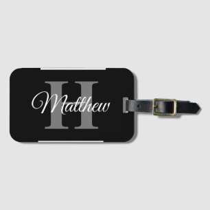 Simple Elegant Black White Monogram Bold Classy  Luggage Tag