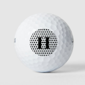 Simple Elegant Black White Monogram Initial Bold Golf Balls