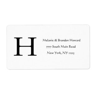 Simple Elegant Black White Monogram Initial return