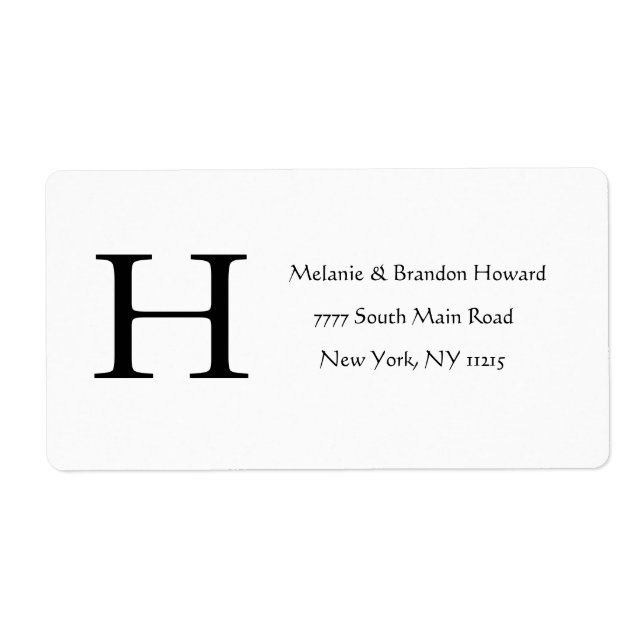 Simple Elegant Black White Monogram Initial return (Front)
