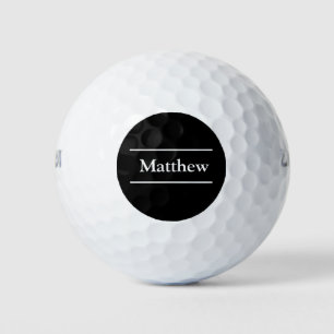 Simple Elegant Black White Monogram Name Golfer Golf Balls