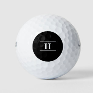 Simple Elegant Black White Monogram Stylish golfer Golf Balls