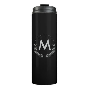 Simple Elegant Black & White Monogram  Thermal Tumbler