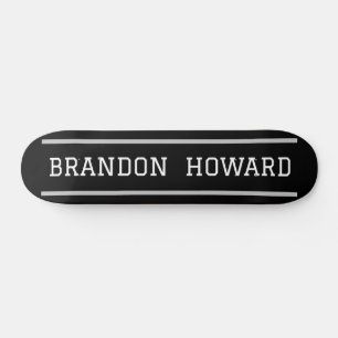 Simple Elegant Black White Name Custom  Skateboard