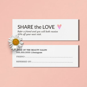 Simple Elegant Black White Rose Heart Referral