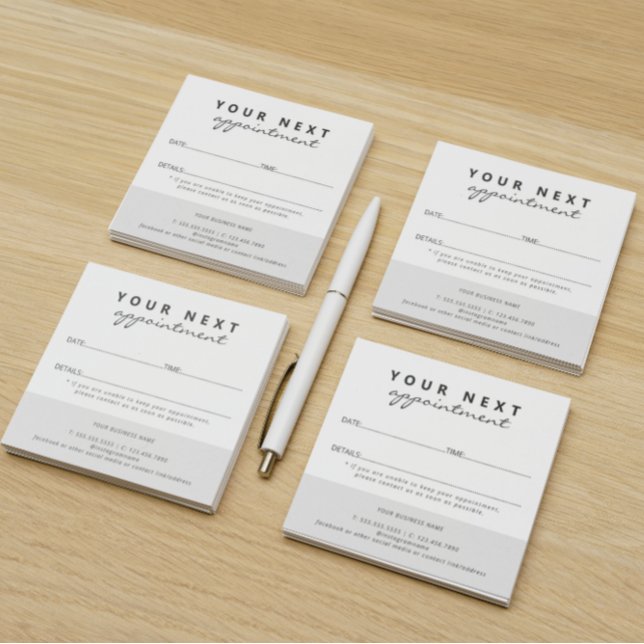 Simple Elegant Black White Salon Appointment Post-it Notes (Creator Uploaded)