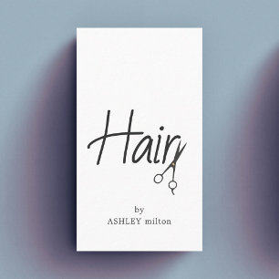 Simple Elegant Black White Scissors Hairstylist Business Card