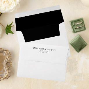 Simple Elegant Black & White Script Wedding Envelope