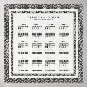 Simple Elegant Black+White Seigaiha Seating Chart