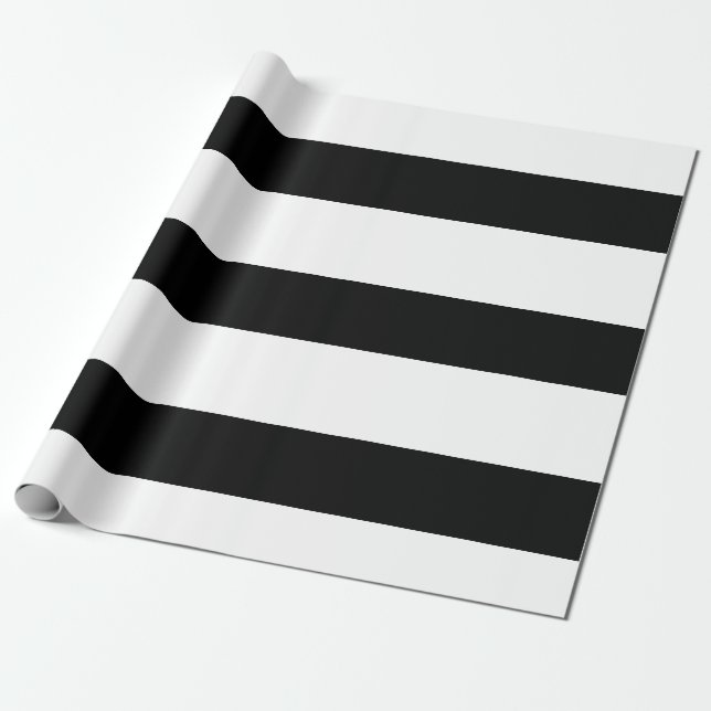 Simple Elegant Black White Stripes Simple Wrapping Paper (Unrolled)