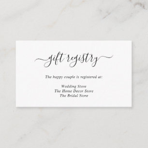 Simple Elegant Black White Wedding Gift Registry Enclosure Card