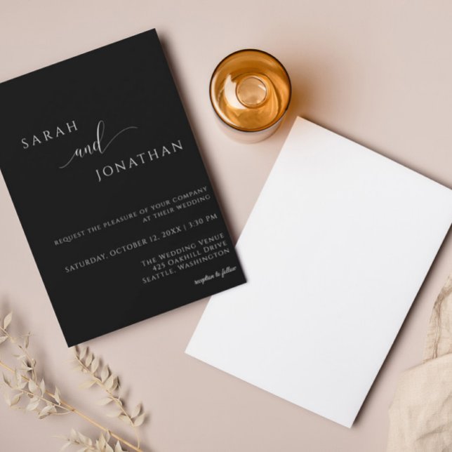 Simple Elegant Black & White Wedding Invitation (Creator Uploaded)
