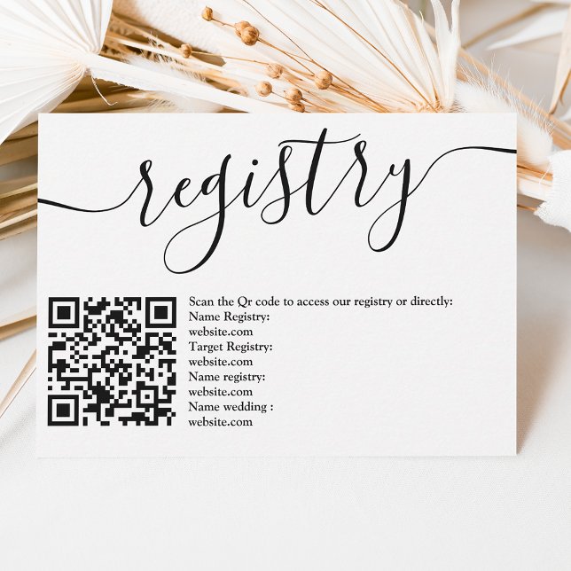 Simple elegant black white wedding registry  invitation (Simple elegant black white wedding registry invitation)