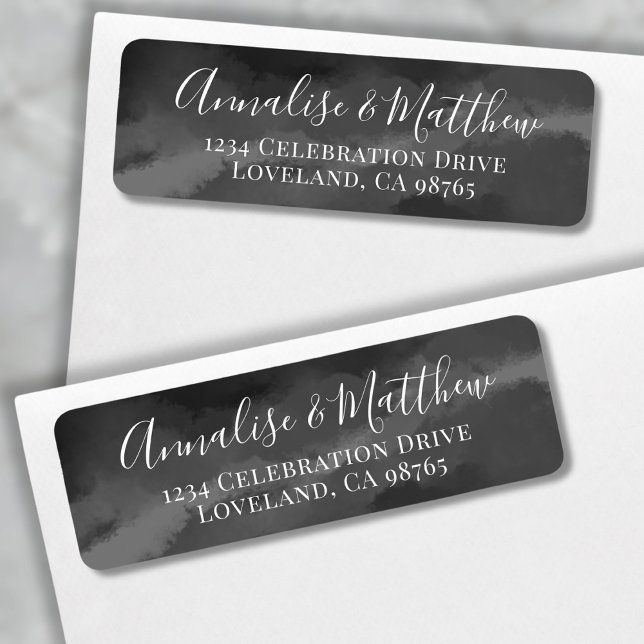 Simple Elegant Black White Wedding Return Address (Simple Elegant Black White Wedding Return Address label)