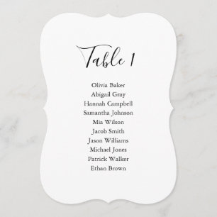 Simple elegant black & white wedding seating chart invitation