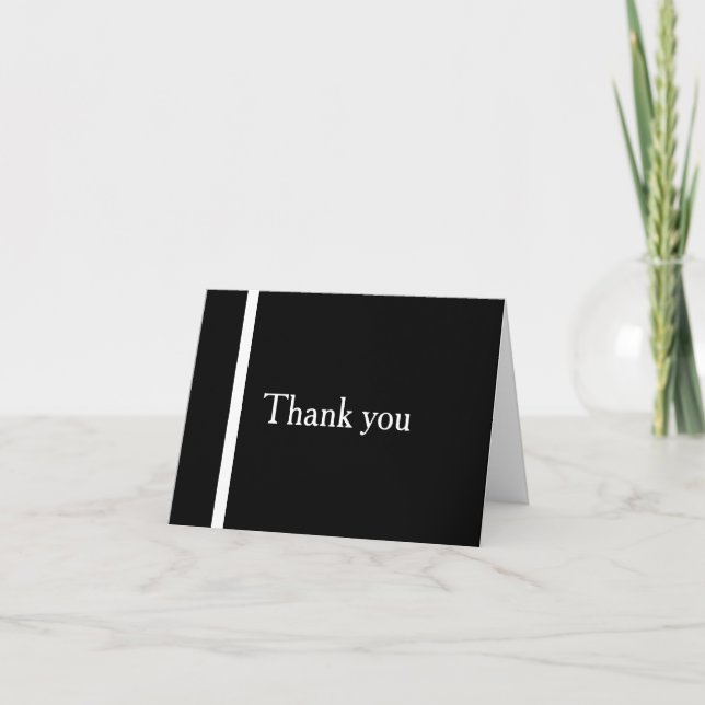 Simple Elegant Black & White Wedding Thank You (Front)
