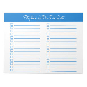 Simple Elegant Blue 8.5x11 Two Column Checklist Notepad