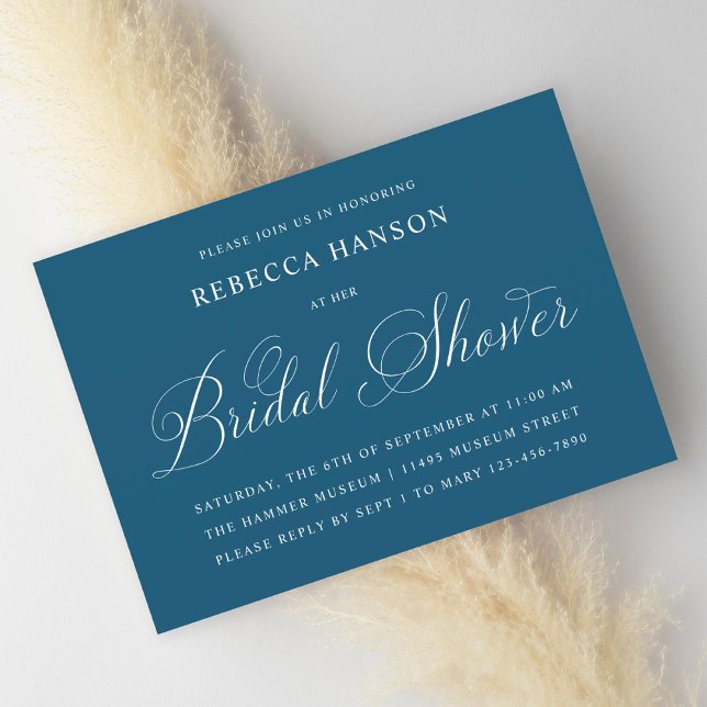 Simple Elegant Blue and White Bridal Shower Invitation (Creator Uploaded)